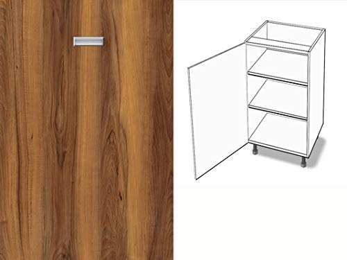 Premium-Ambiente AGRA657 Unterschrank 1-türig 2 Fachboden Softclosing eingelassener Griff EURODEKOR®(Breite 60cm - Anschlag Links, 36 Lincoln Nussbaum)