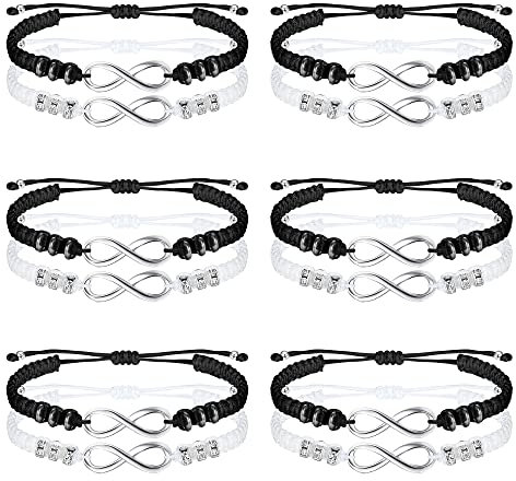 Adramata 12-teiliges Freundes Armband Infinity Yinyang Freundschafts Armband Passende geflochtene verstellbare Armbänder für Freundes Paare