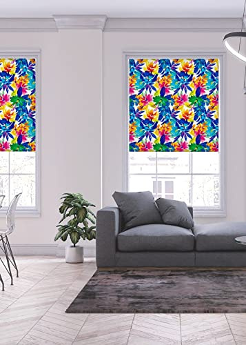 Lister Cartwright Azalea Floral Blackout Roller Blinds Polyester Windows Blind Easy Fit Child Safety Included Made to Measure(White, 90 cm Width x 140 cm Drop)