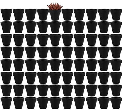 Yishang Piccoli vasi in terracotta nera da 5,1 cm, con fori di drenaggio, mini fioriera in ceramica in argilla, vasi di terracotta per fiori di cactus, per piante grasse interni/esterni, artigianato