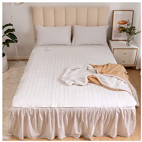 Electric Heated Blanket, Super Cosy Fleece Mattress Throw Pad, Under Bed Comfort, Detachable Controller, 3 Heat Settings, Mantle, Easy Care, Machine Washable, Dual Control (King)