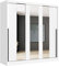 Oggi Aris Armoire coulissante à 3 Portes avec 3 miroirs sans tiroirs 6 étagères L 204 cm H 205 cm Moderne avec Panneau stratifié pour Salon Chambre Bureau Blanc
