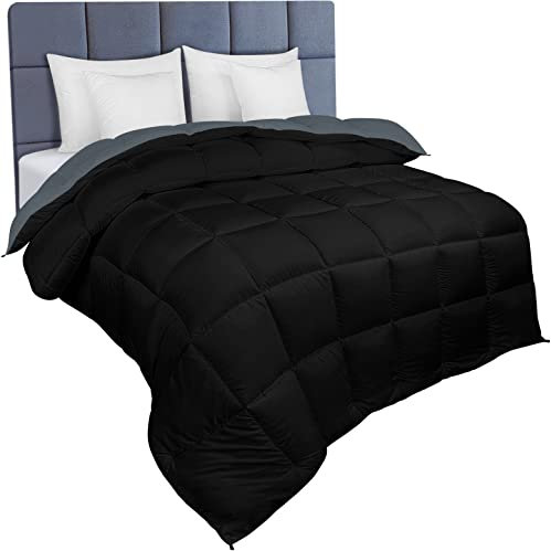 Utopia Bedding Edredón Nórdico - (220 x 230cm) - Edredón Reversible Cama 180 350 gr/m² (Bicolor) - Gris y Negro