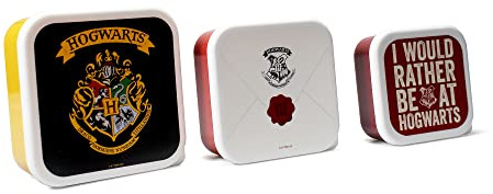Harry Potter Half Moon Bay Snackbox | Bento Lunchbox für Kinder & Lunchbox Erwachsene | 3er Set Lebensmittelbehälter mit Deckel | Lunchbox Jungen & Mädchen Lunchbox | Hogwarts Trio
