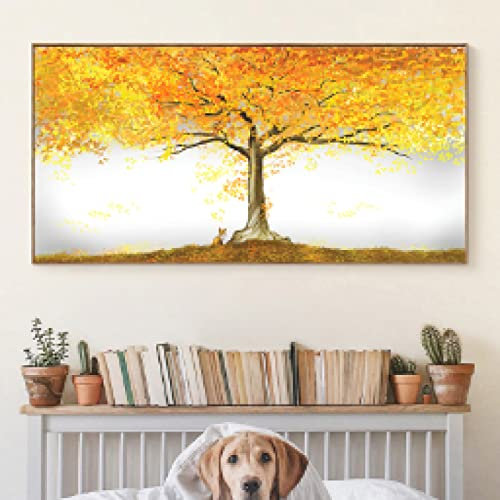GEMMII Paesaggio moderno Albero della vita dorato Pittura Quadro Su Tela XXL Poster e stampe Immagini murali Soggiorno Decorazioni per la casa 40x80cm Senza cornice