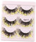 Amagogo 3 Paar leuchtende falsche Wimpern, Glitzerwimpern, Make-up, lustige Wimpern, dekorative, weiche, dramatische Falschwimpern für, GELB