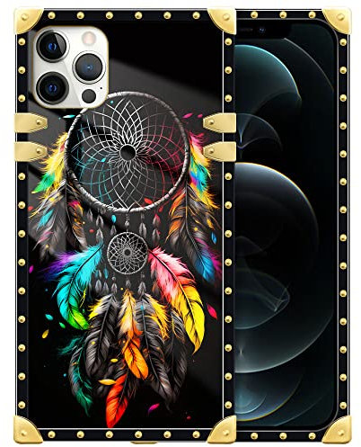 DAIZAG Kompatibel mit iPhone 11 Pro Max Hülle Klassische Feder Traumfänger Handyhülle Golden Square Stoßfest Handyhülle Cover Geschenk für Apple iPhone 11 Pro Max