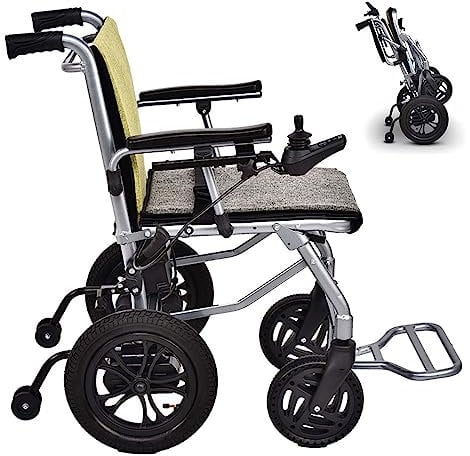 Bueuwe Elektrische Rollstühle, Elektrischer Rollstuhl Faltbar Leicht Reiserollstuhl, Elektrorollstuhl mit Luftreifen, 10A22V Li-Ion Battery, 20 Km Reichweite, Aluminium, 17 Kg,02: doppeltes controller