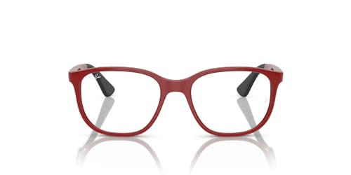 Ray-Ban Ry9078v Brillenrahmen für verschreibungspflichtige Brillen, quadratisch, Rot auf Gummi, Schwarz/Demo-Objektiv, 48 mm