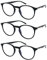 Mini Brille 3 Stück Set Klassische Nerd Anti Blaulicht Brille, Lesebrille mit Großen Runden Transparenten Gläsern, Kunststoff Rahmen Schwarz, Blaulichtfilter Brille Damen und Herren +2.5 Dioptrien