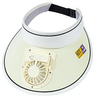 Nupaque Sun Fan Hat - Breathable Upf50+ Fan Hat with Built-in Fan | Large Area Sun Protection s for Women/Men/Kids Adjustable Elastic Band Beige