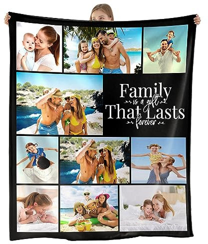 NIBESSER Personalisierte Decke Mit Foto Super Weich Kuscheldecke mit Eigenem Foto und Text, für Geburtstag Weihnachten Hochzeit Jahrestag Geschenk