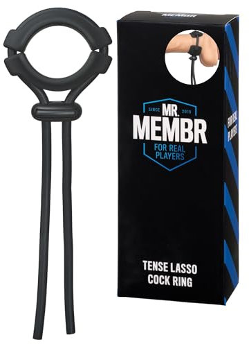 MR.MEMBR Tense Lasso Penisring - Hodenringe für den Mann aus Silikon - Verstellbar Cock Ring - Pleasure Ring mit Cowboy Bolo Krawatte Design - Cockringe für Männer - Hoden Ring - Schwarz
