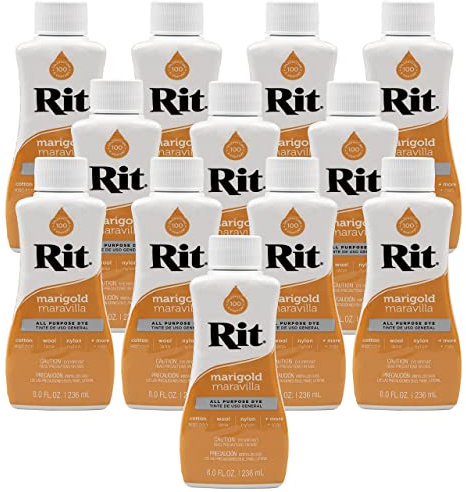 Rit Dye - Tinte líquido para telas de 8 onzas para ropa, decoración y manualidades, caléndula (paquete de 12)