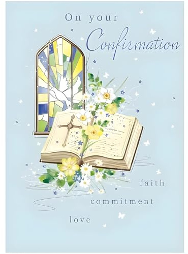 Noel Tatt Confirmation Congratulations Card for Boys - Open Bible and Flowers - Eco-Friendly and Recyclable
