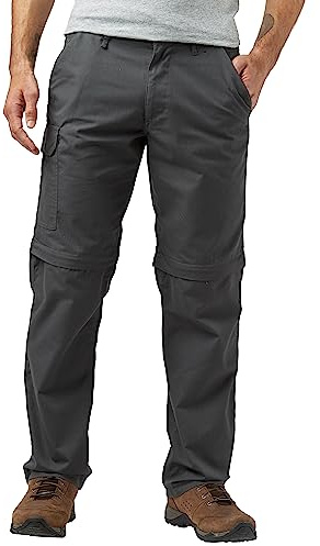 Peter Storm Men's Ramble II Convertible Trousers, Water Resistant, Polyester Cotton Blend, Multiple Pockets, Walking Hiking (UK, Waist & Inseam, 36, 31, Grey)