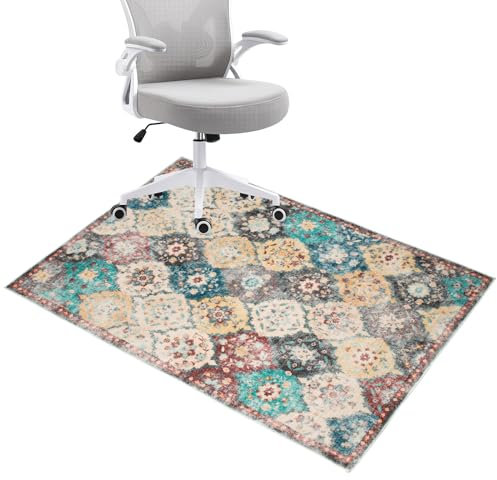 Honorstar Office Chair Mat for Hardwood Floor & Tile Floor Desk Chair Mat 90×120cm Rectangular Rug Floor Protector Gaming Chair Mat for Low Pile Carpet Floor Mat for Hard Floor Anti Slip (Multi-02)
