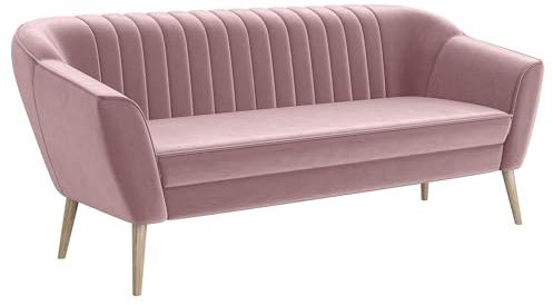 MEBLINI Mini Sofa 3-Sitzer für Wohnzimmer - Mini Lounge für DREI Personen - Küchensofa - Sofa Klein - KAIA - 3 - Rosa Samt