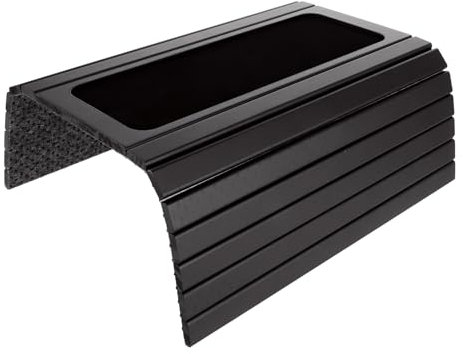 ZOFUN Sofatablett Armlehne, Sofatablett 43.1x34.1cm, Beistelltisch Couch Ablage Tablett Holztablett Sofa Tablett, Sofatisch Sofa Ablage Getränkehalter mit Anti-Rutsch Kork Pad für Sofalehne - Schwarz