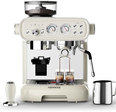 Hanrose espresso machine with grinder, 20 bar espresso machine with milk frother, all-in-one espresso machine, espresso machines for home, espresso machine