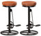 Sufrk Barhocker 2 STK. Barhocker Outdoor Bistrotisch Hocker Barhocker Set Schwarz und Braun Echtes Ziegenleder