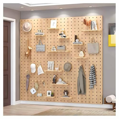 Panneau perforé en bois pour atelier et garage - Beige - 60 x 80 cm