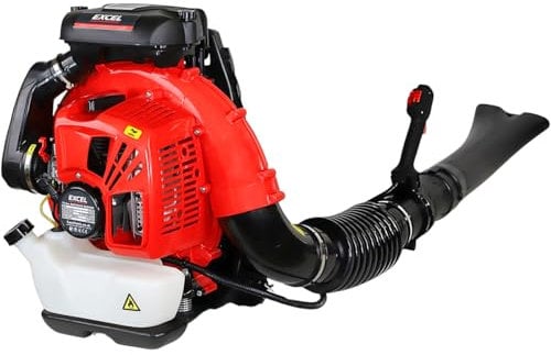 Excel 2-Stroke Backpack Petrol Leaf Blower | 75.6cc High Power, Lightweight & Ergonomic Design | Low Emissions, Variable Speed Control, Ideal for Leaves, Snow & Grass Trimmings