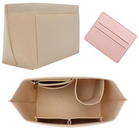 Sac de Rangement en Feutre Longchamp, Organiseur Sac à Main avec Porte-Carte, Fourre-Tout Organisateur pour Femme (Beige, L)