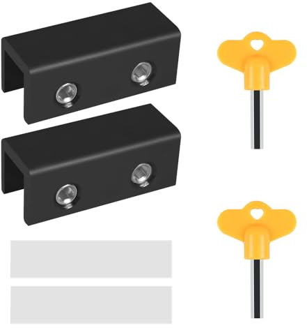 Serrures Fenêtre Coulissantes, 2/4 Ensembles de Bloque Porte Coulissante, Verrou Baie Coulissante Réglable en Acier Inoxydable, avec Clés et Entretoise Antidérapante pour Fenêtres Haut et Bas