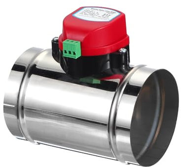 PATIKIL 4 Duct Damper, Stainless Steel Motorized Adjustable HVAC Volume Dampers Airflow Backdraft Damper Control for HVAC Air Balancing System, AC 24V