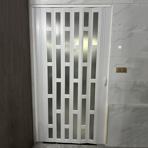 Porte Coulissante Porte D'entrée Porte Accordéon Occultante et Pliable, Portail Magnétique Coulissant Blanc à Volets Multiples, Portes Moustiquaires Pliantes pour L'intérieur et L'extérieur(23x39in (5