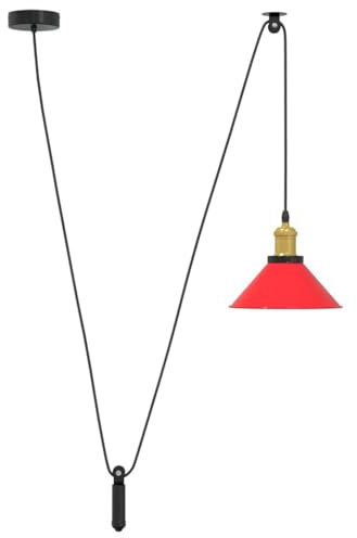 vidaXL Pendelleuchte Höhenverstellbar E27 Rot Glänzend Ø 22 cm Metall, Pendellampe, Hängelampe rot, Insel-Hängelampe, Pendelleuchte für Küche