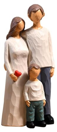 Family Figurines Decor Family of 3 Figurines, Resin Family Figurine Sculpture, Figure Statue, Memorial Gift for Parents, Suitable for Ornament Sculpture for Home Decor Bedroom Living Room Tabletop