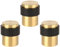 HANDLEZONE® 3 Pack Floor Mounted Door Stop 30mm x 40mm, Collared with Rubber Buffer Stopper, Concealed Fixing - Satin Brass