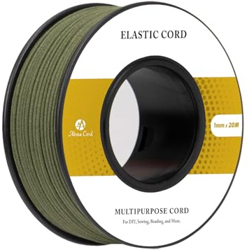Abma Cord Gummischnur 1mm x 20m Gummikordel Gummiband Elastische Gummiseil | 100% Dehnung, Rucksack, Party-Hüte, Schmuck, Basteln, Camping, Zelt
