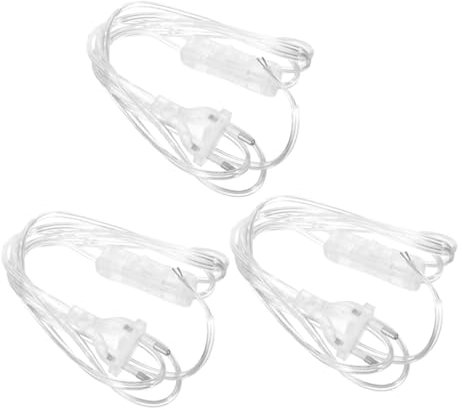 Artibetter 3pièces Cordon Alimentation Transparent Pour Lampe Câble Alimentation Européen Avec Prise Ronde Accessoire Esthétique Pour Maison