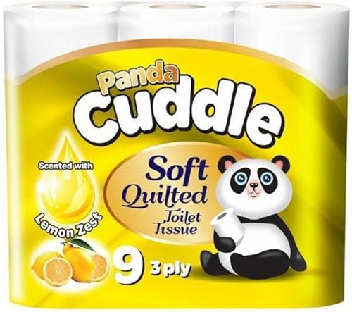 Panda Cuddle Classic Soft Quilted 3 Ply Toilet Tissue Roll Ultimate Comfort (Yellow, 9 Rolls)