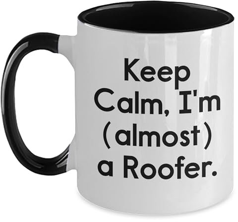 Roofer Keeps Calm Gifts for Men from Friends, taza de café de dos tonos para cumpleaños