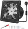 FanGoFast 150mm Kitchen Exhaust Fan 525m³/h Metal Bathroom Fan with UK Plug Low Noise Stainless Steel Ventilation Fan for Warehouse Home Bathroom Garage (Black, 150mm)