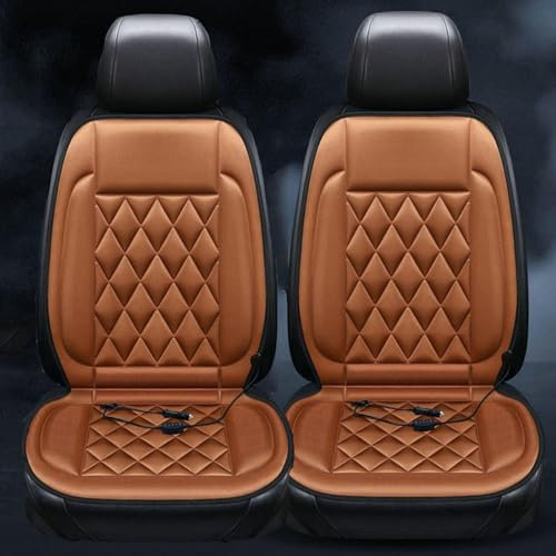 Sitzheizung Auto Auflage 12v,Universal 2er Set Heizdecke FüR Auto Autositzschoner Vordersitz 2er Set,Brown