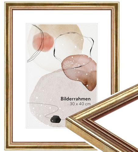 WANDStyle Bilderrahmen 13x18 Vintage, Bilderrahmen Gold Holz, hochwertiger Holzbilderrahmen Antik, Posterrahmen zum Aufhängen und Aufstellen, Rahmen 18x13 cm, Fotorahmen H400 - Made in Germany