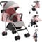 Homewell Kinderwagen, Federleichter Reisebuggy Faltbar, Liegefunktion, flache Liegeposition, kompakter Buggy inkl. Moskitonetze & Matten & Getränkehalter (Rosa)