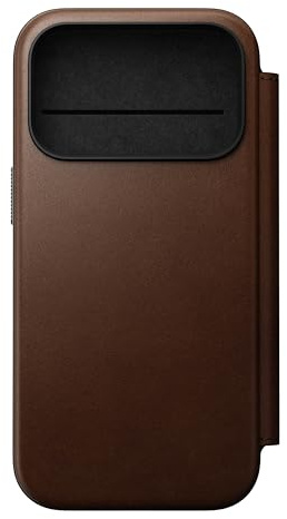 NOMAD Modern Leather Folio for iPhone 17 Pro, Protective Case Made of Polycarbonate and High-Quality Genuine Leather Coating, MagSafe Compatible, Brown
