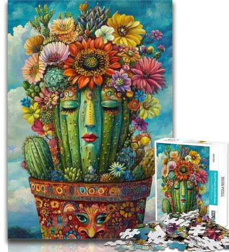 Adult Jigsaw Cactus in A Vase 1000 Pieces Jigsaw Puzzles for Adults And Teens,Classic Educational Games Beautiful Decoration 50x75cm