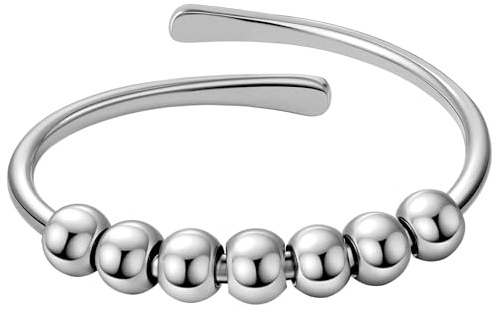 J.Fée Anxiety Ring Edelstah 316L,Verstellbar Angstring Stressring | Spinner Ring Edelstah Ringe Frauen Ringe Damen, Schmuck Damen Geschenke Frauen
