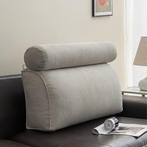 EXZFW RüCkenkissen Lesekissen für Bett und Sofa, Bettkissen Wandkissen Keilkissen BettstüTzkissen, RüCkenlehne Kissen, RüCkenpolster Bett, LendenwirbelstüTze, Couch Kissen Groß,Light Gray