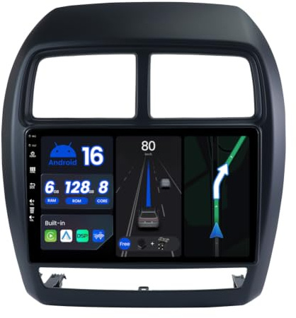 BXLIYER - [6G+128G, Octa-Core] - Autoradio für Mitsubishi ASX 1 (2016-2022) Android 16 GPS Navigation Radio - DSP/Carplay/Android Auto - Kamera + MIC - 9 Zoll 2 Din - Lenkradsteuerung 4G DAB 360-CAM