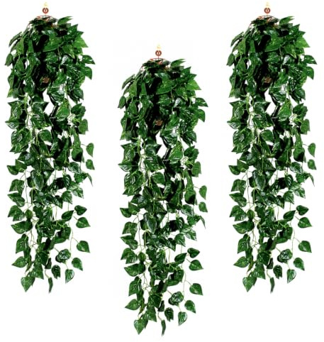 3 pcs Plante Artificielle Tombante 100 cm Fausse Plante Exterieur Lierre | plante artificielle tombante fausse plante murale pour bureau, maison, salon, salle de bain, décoration d'étagère murale