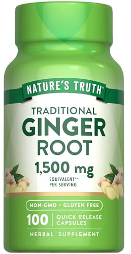 Nature's Truth Ginger Root Capsules | 100 Count | from Ginger Root Extract | Non-GMO and Gluten Free Supplement