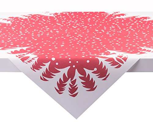 Sovie HORECA Tischdecke Marvin in Bordeaux aus Linclass-Airlaid, 80 x 80cm, 20 Stück, weihnachtliches Design mit Hirsch, Schneeflocken und Tannenwald, Festliche Tischdekoration